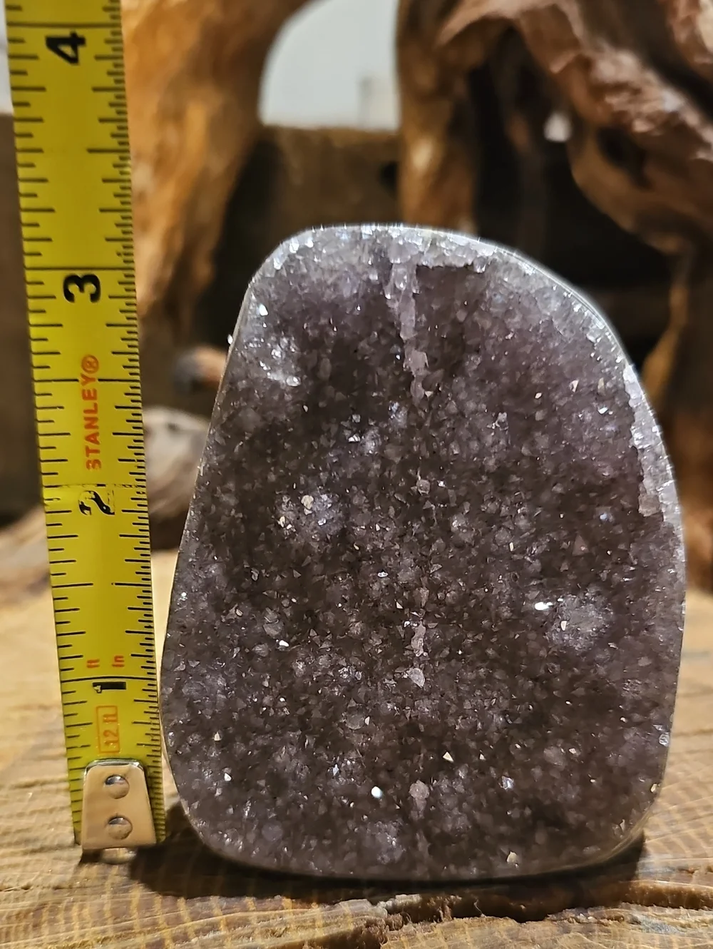 Lavender Amethyst Crystal Cutbase Display